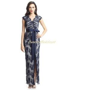 Tadashi Shoji Women's Cap Sleeve V-Neck Floral Lace Maxi Dress Size 12 READ*